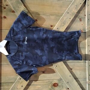 TESLA BLUE CAMO COOL DRY COMPRESSION BASELAYER SHIRT SLEEVE T-SHIRT